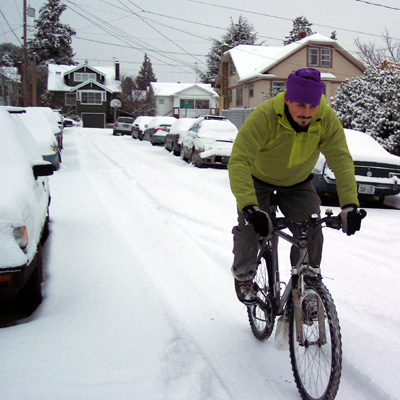 C biking in snow